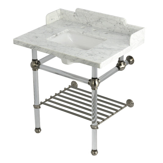 Pemberton 30 Inch Console Sink in Carrara Marble