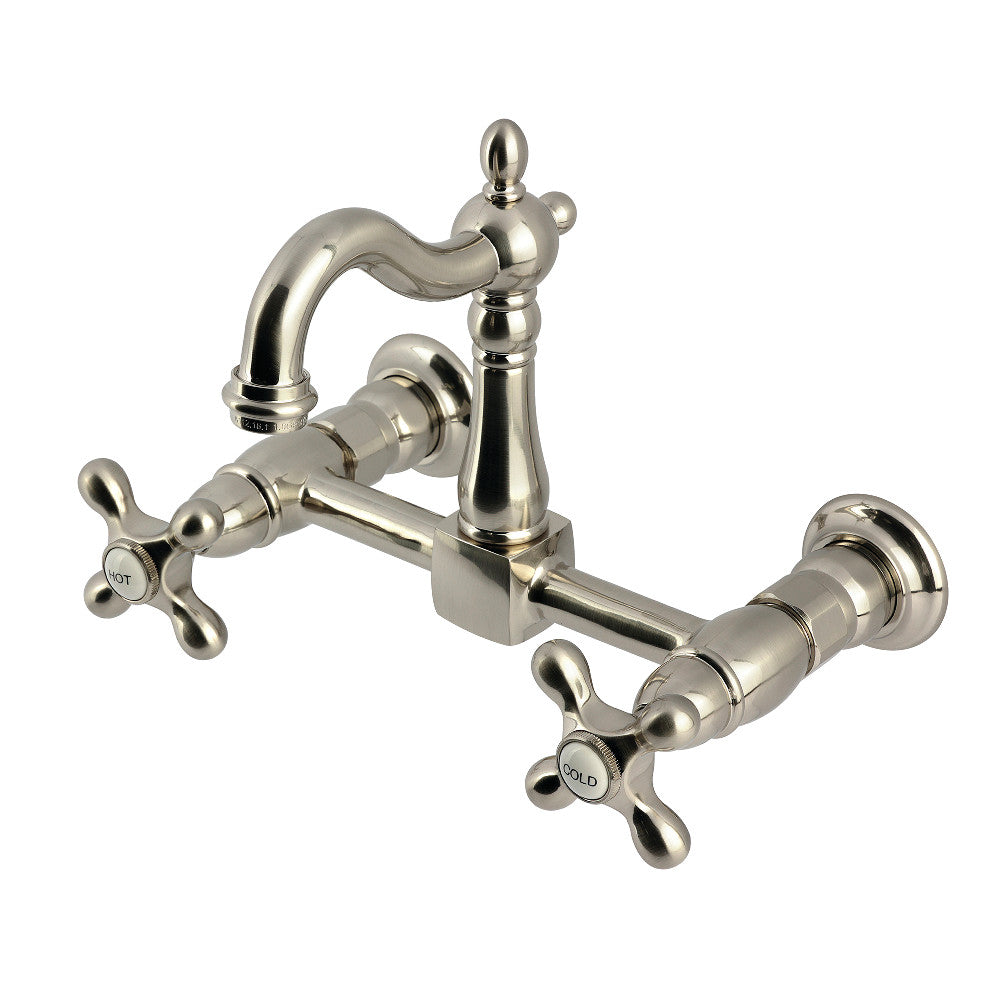 Heritage Wall Mount Kitchen Faucet in Brushed Nickel