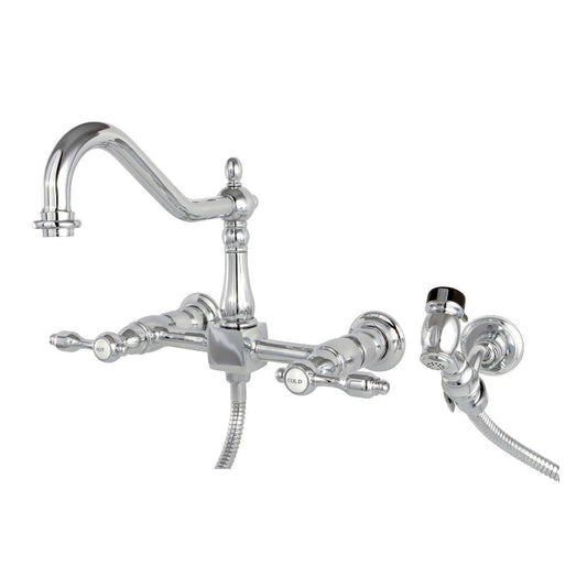 Tudor Wall Mount Kitchen Faucet in Polished Chrome