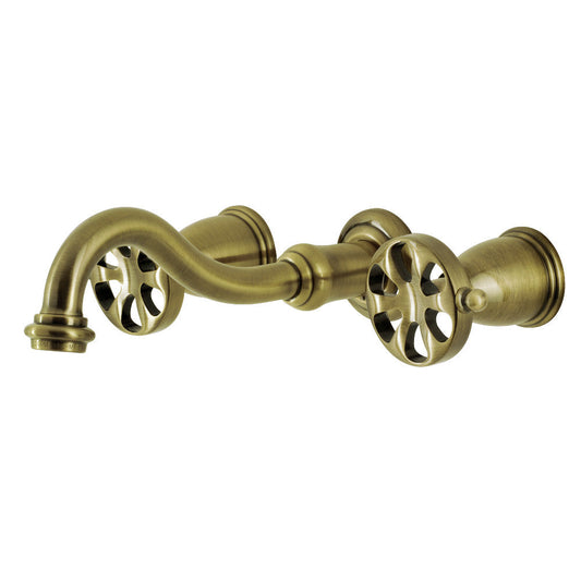 Belknap Wall-Mount Bathroom Faucet in Antique Brass