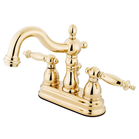 Heritage 4 Inch Centerset Bathroom Faucet in Polished Brass
