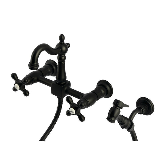 Heritage Wall Mount Kitchen Faucet in Matte Black