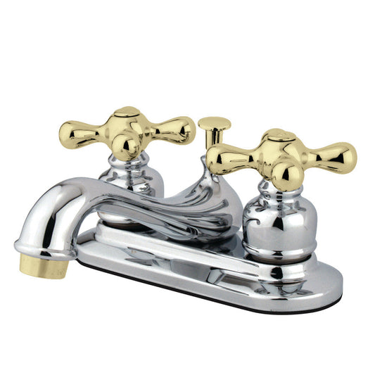 Restoration 4 Inch Centerset Bathroom Faucet in Polished Chrome/Polished Brass