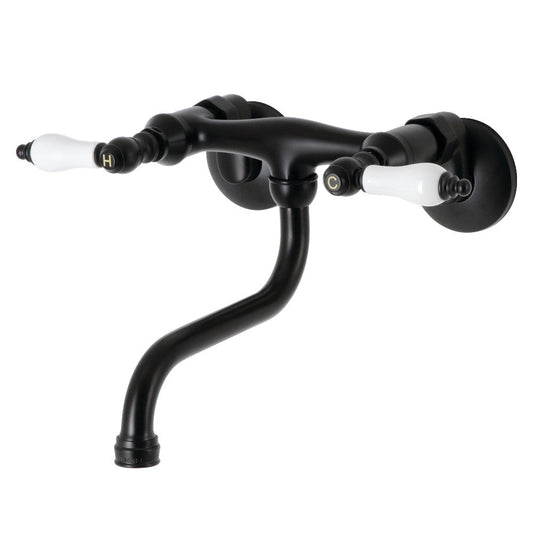 Kingston Wall-Mount Bathroom Faucet in Matte Black