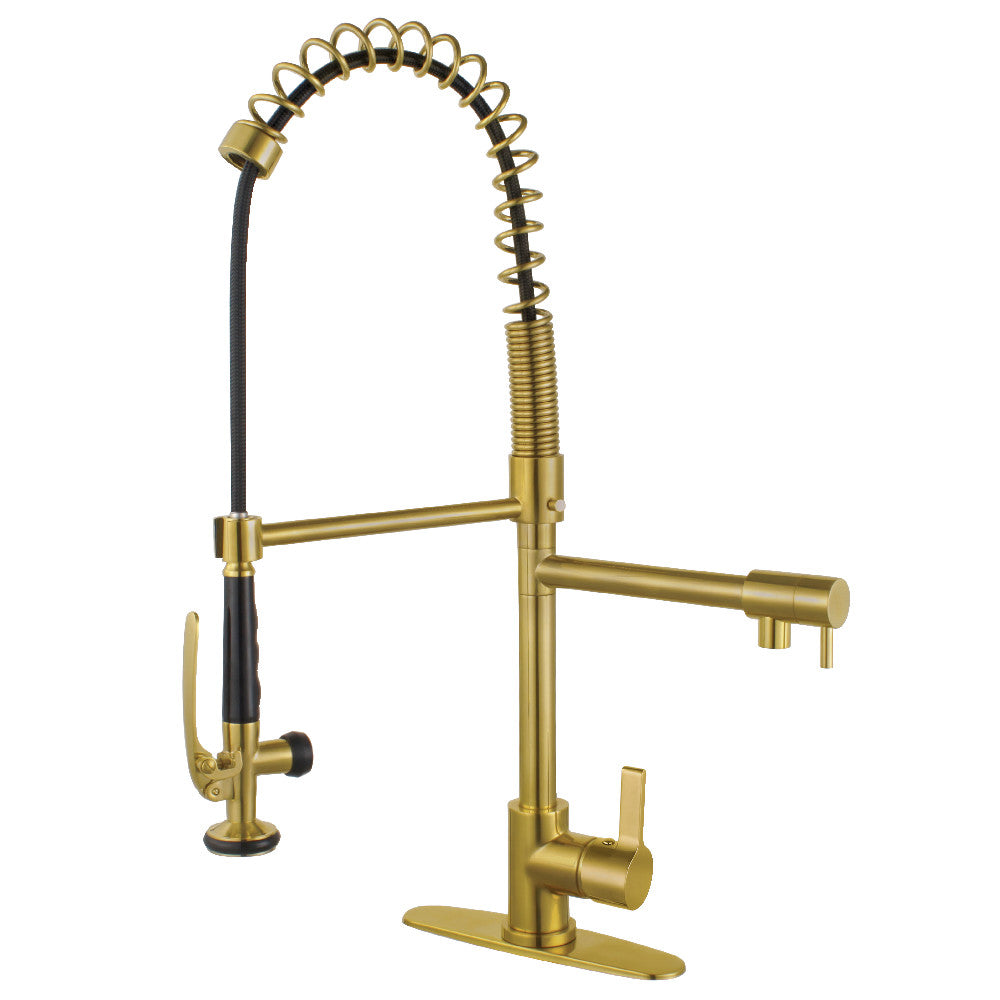 Continental Pre-Rinse Kitchen Faucet in Brushed Brass