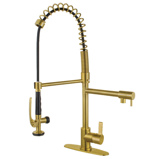 Continental Pre-Rinse Kitchen Faucet in Brushed Brass