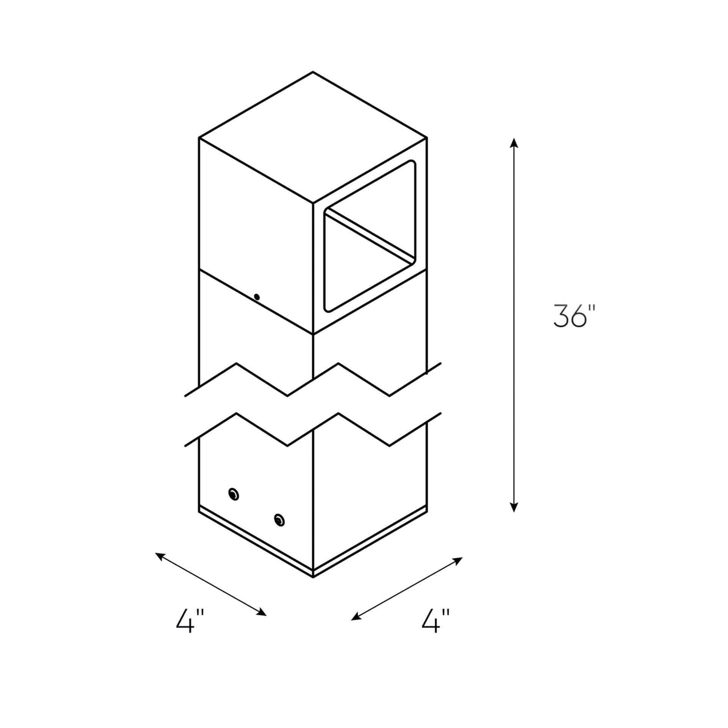 4 Inch Square Shaped Luminaire LED Bollard Path Light