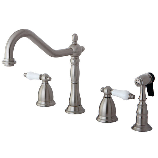 Heritage Widespread Kitchen Faucet in Brushed Nickel
