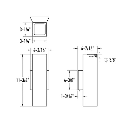 4in Square Wall Sconce, 120v, Triac - Black
