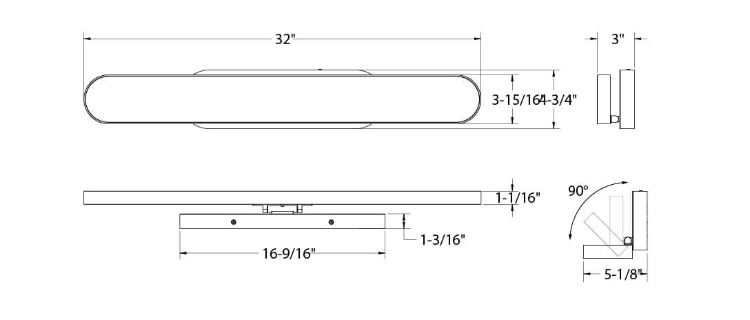 32in Vanity oblong adjustable on Octo Jbox