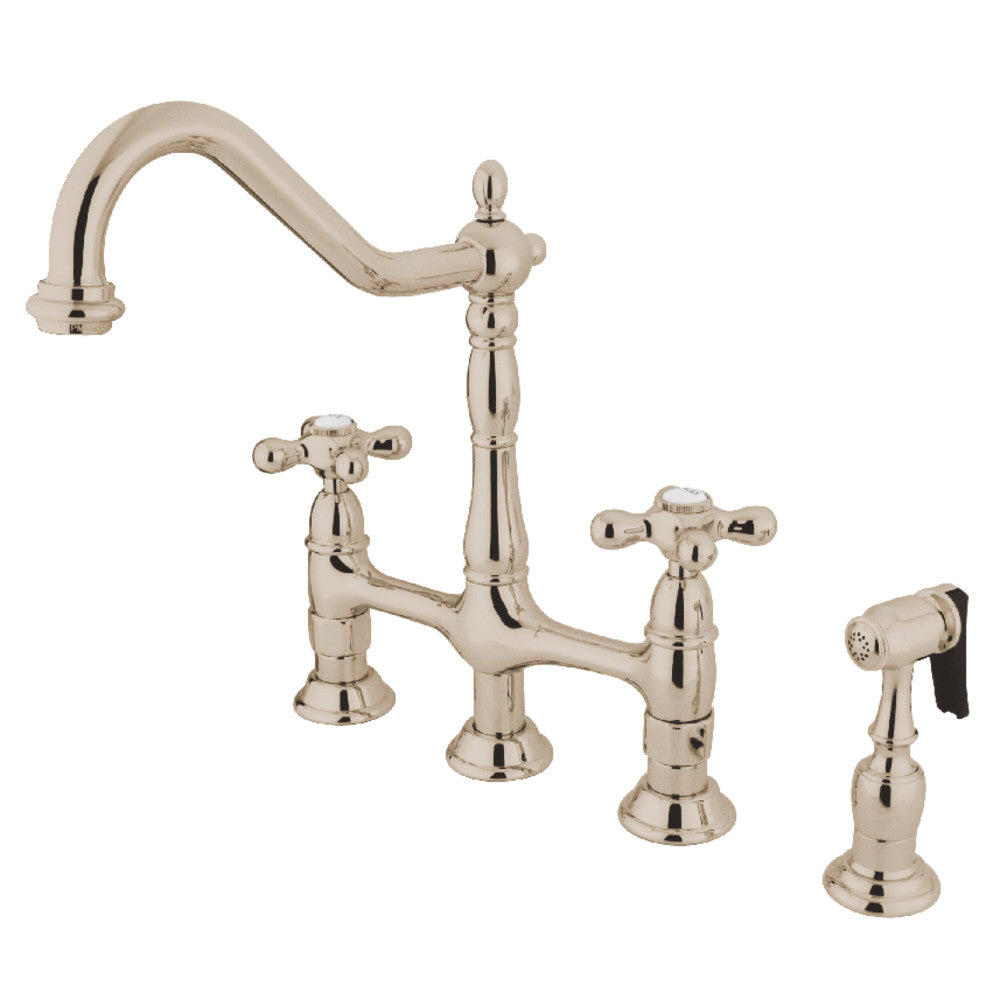 Heritage Bridge Kitchen Faucet in Polished Nickel