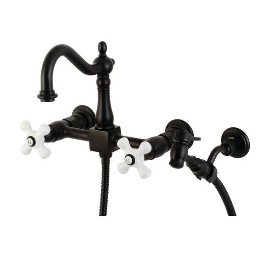 Heritage Wall Mount Kitchen Faucet in Matte Black