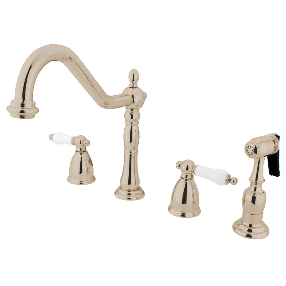 Heritage Widespread Kitchen Faucet in Polished Nickel