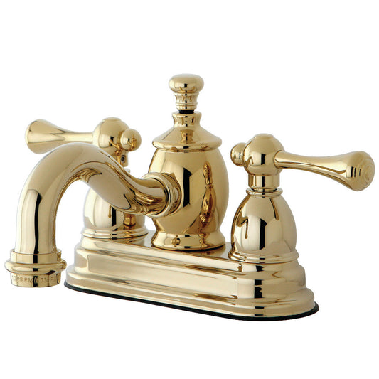 Vintage 4 Inch Centerset Bathroom Faucet in Polished Brass