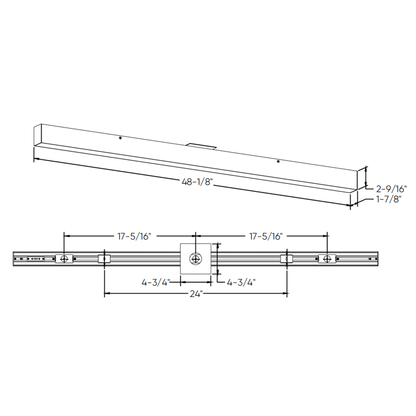 48in Linear flush mount, 5CCT, 120-277-347V
