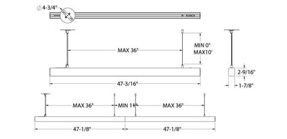 Pendant linear 48in 5CCT 0-10V dimming (120-277-347V)