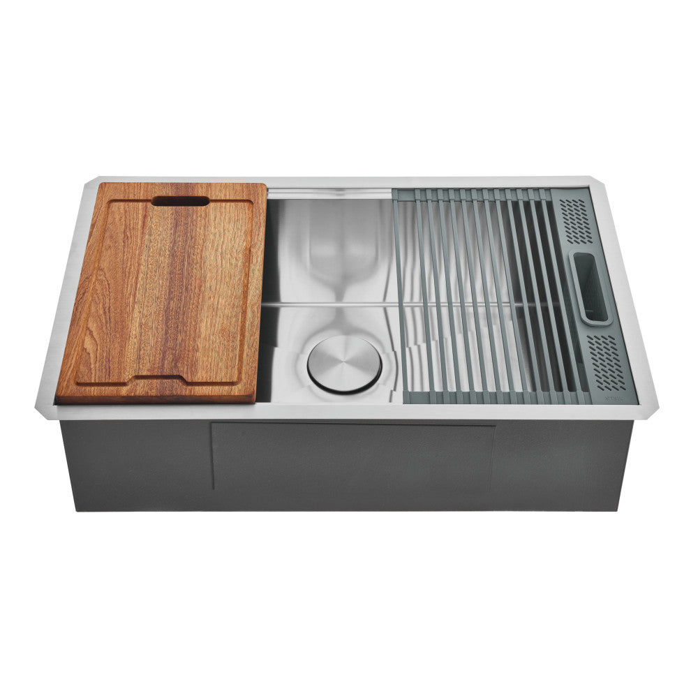 Uptowne 32 Inch Undermount Kitchen Sink in Brushed Stainless