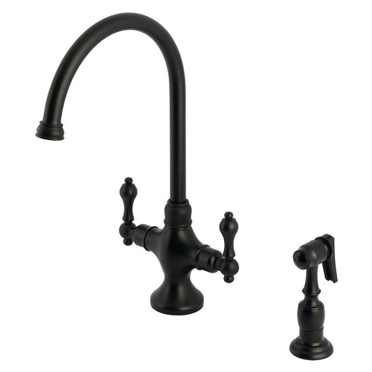 Vintage Two Handle Single-Hole Kitchen Faucet in Matte Black