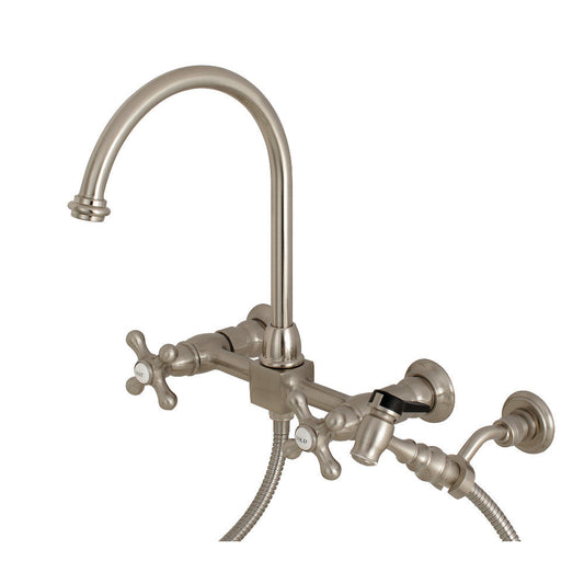 Restoration Wall Mount Kitchen Faucet in Brushed Nickel
