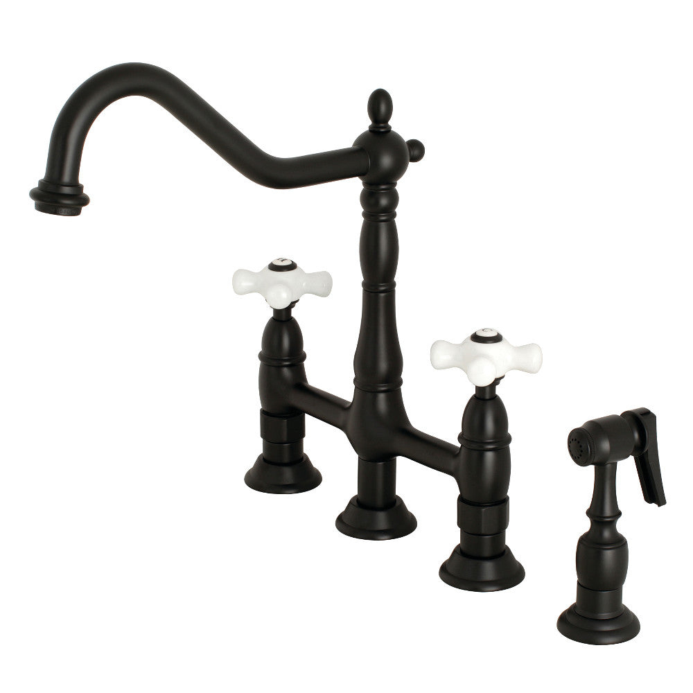 Heritage Bridge Kitchen Faucet in Matte Black