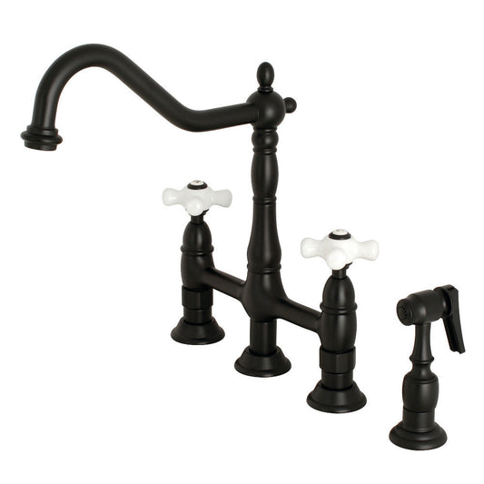 Heritage Bridge Kitchen Faucet in Matte Black