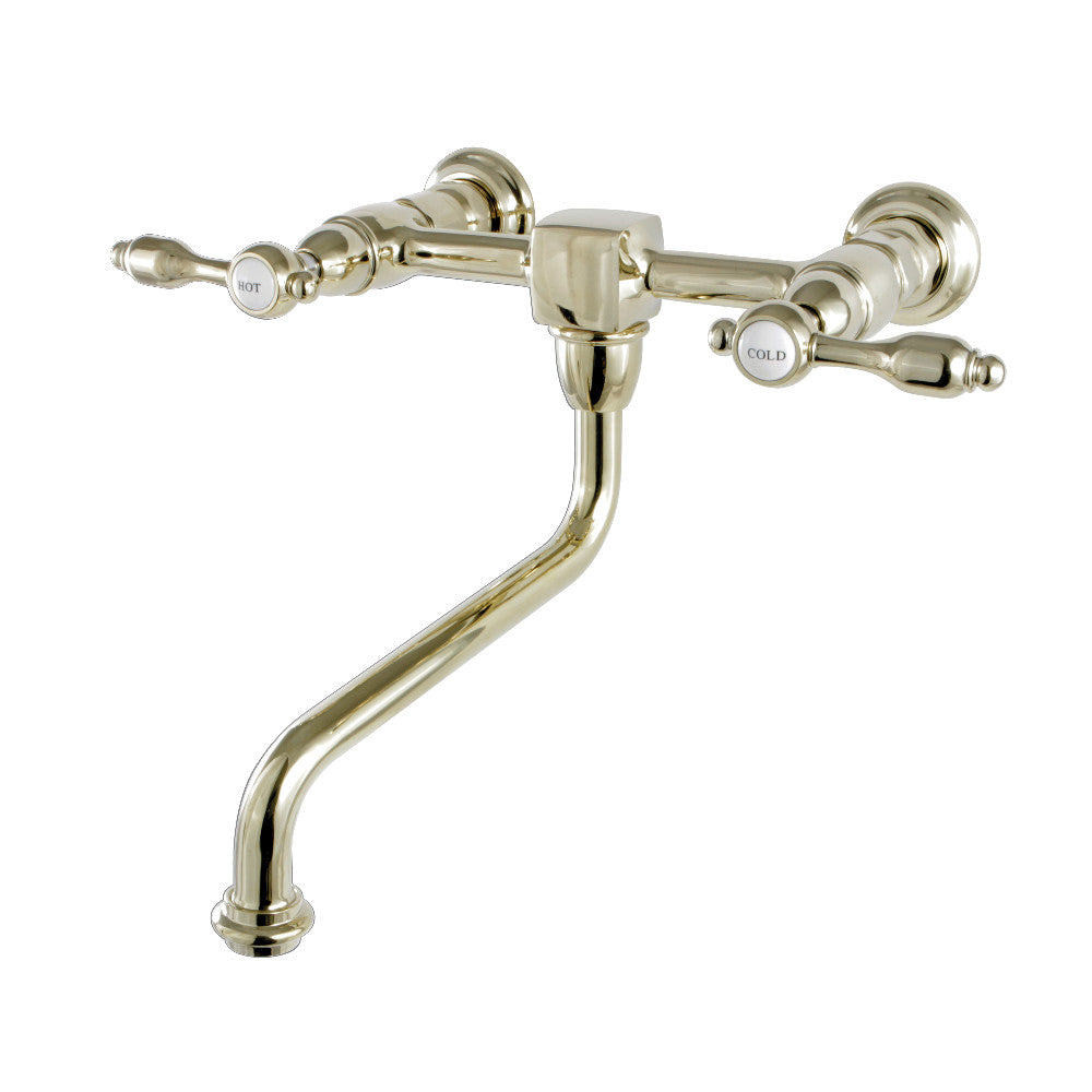 Tudor Wall-Mount Bathroom Faucet in Polished Brass