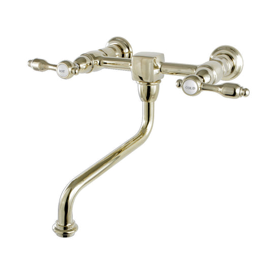 Tudor Wall-Mount Bathroom Faucet in Polished Brass