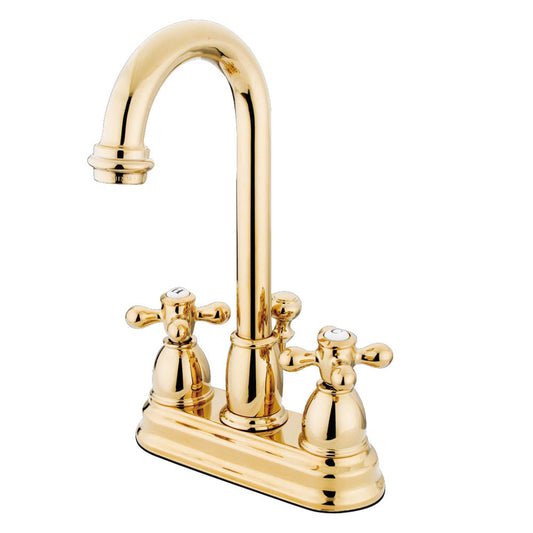Restoration 4 Inch Centerset Bathroom Faucet in Polished Brass