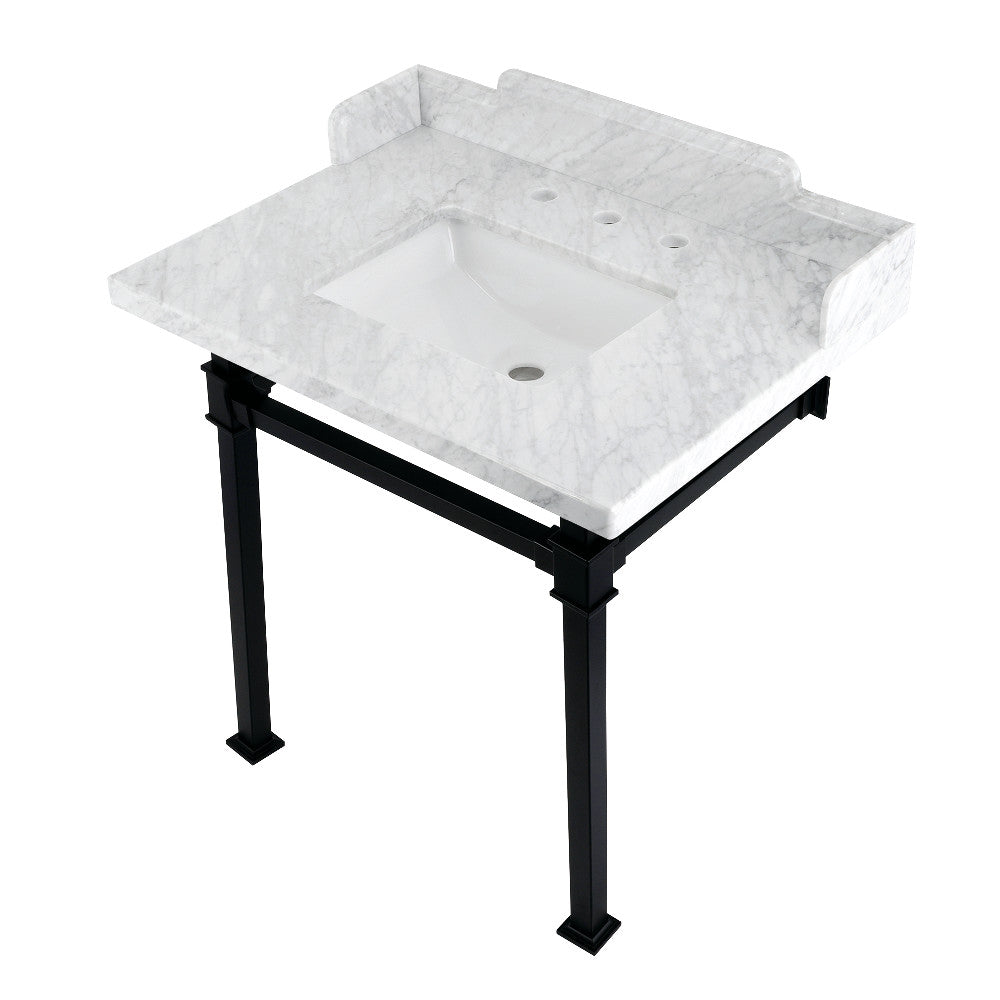 Viceroy 30 Inch Console Sink in Carrara Marble