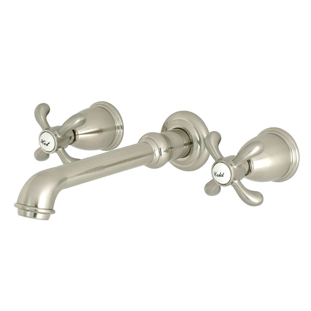 French Country Wall-Mount Bathroom Faucet in Brushed Nickel