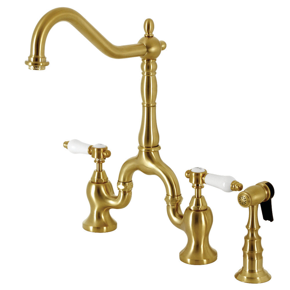 Bel-Air Bridge Kitchen Faucet in Brushed Brass