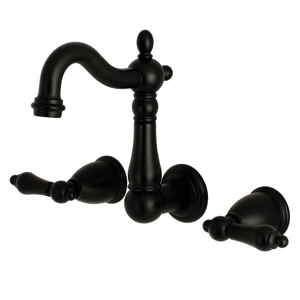 Heritage Wall-Mount Bathroom Faucet in Matte Black