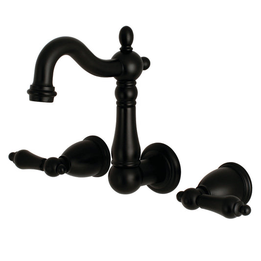 Heritage Wall-Mount Bathroom Faucet in Matte Black