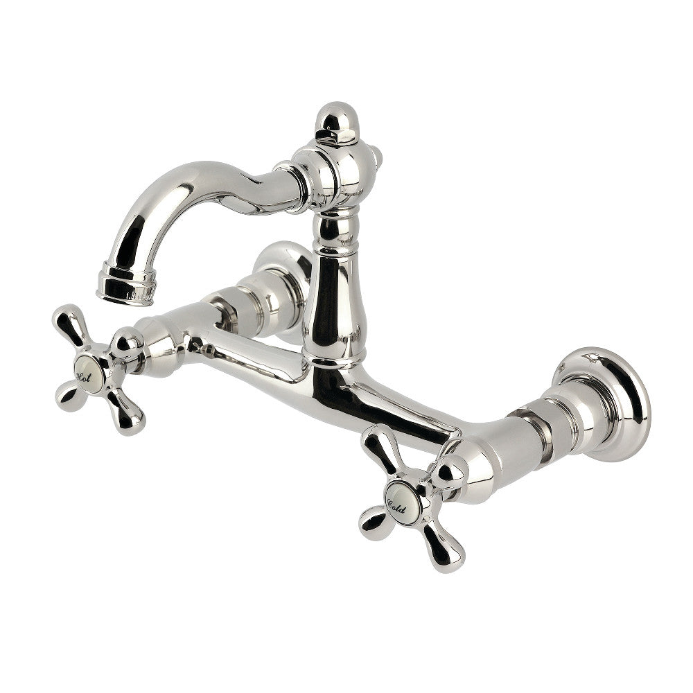 Vintage Wall Mount Kitchen Faucet in Polished Nickel