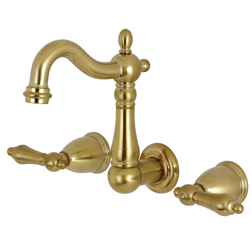 Heritage Wall-Mount Bathroom Faucet in Brushed Brass