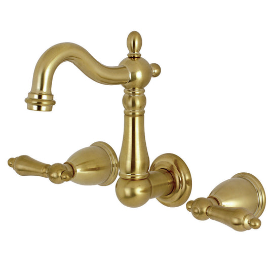 Heritage Wall-Mount Bathroom Faucet in Brushed Brass