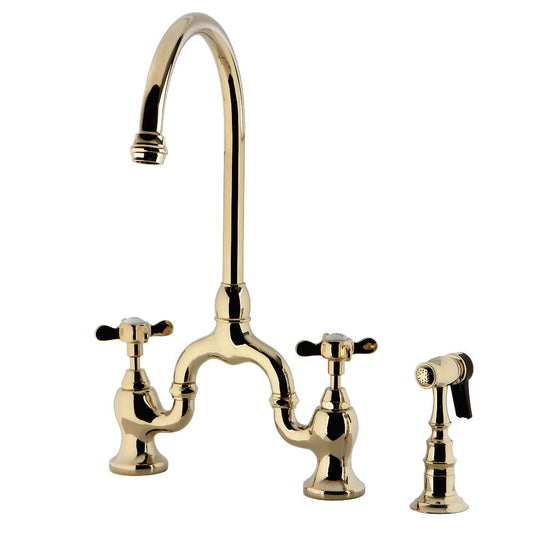 Essex Bridge Kitchen Faucet in Polished Brass