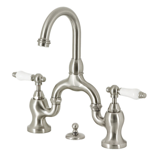 English Country Bridge Bathroom Faucet in Brushed Nickel