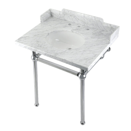 Pemberton 30 Inch Console Sink in Carrara Marble