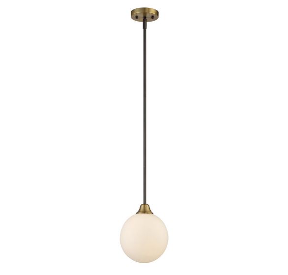 1-Light Mini Pendant in Oil Rubbed Bronze with Natural Brass