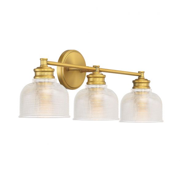 3-Light Bathroom Vanity Light in Natural Brass