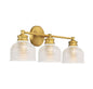 3-Light Bathroom Vanity Light in Natural Brass