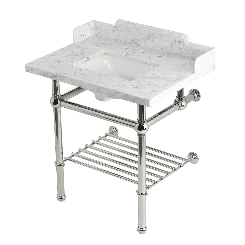 Pemberton 30 Inch Console Sink in Carrara Marble