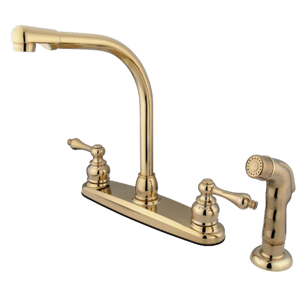 Victorian Centerset Kitchen Faucet in Polished Brass