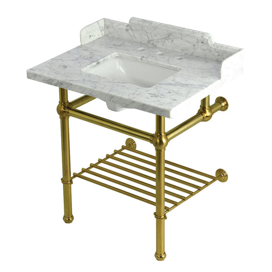Pemberton 30 Inch Console Sink in Carrara Marble