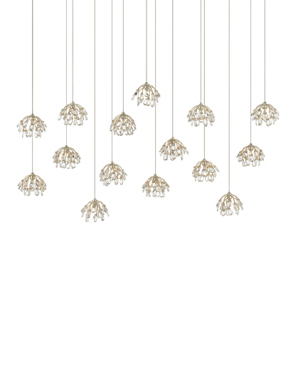 Crystal Bud 15-Light Linear Multi-Drop Pendant