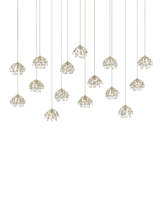 Crystal Bud 15-Light Linear Multi-Drop Pendant