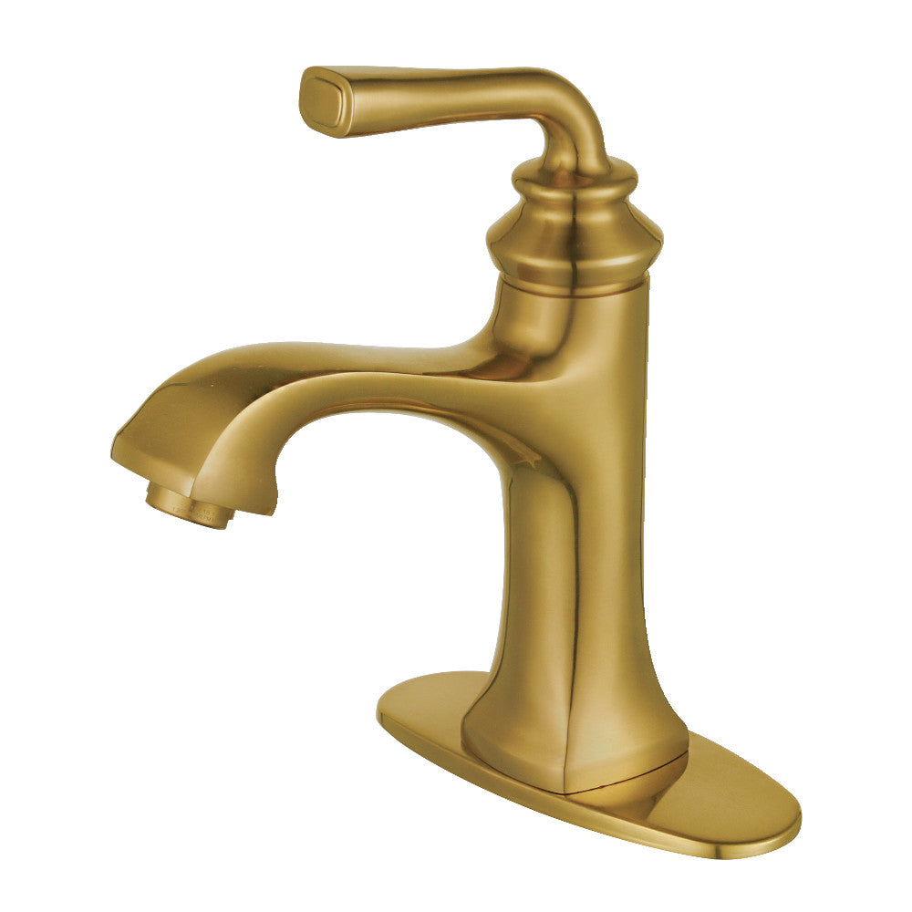 Restoration Single-Hole Bathroom Faucet in Brushed Brass