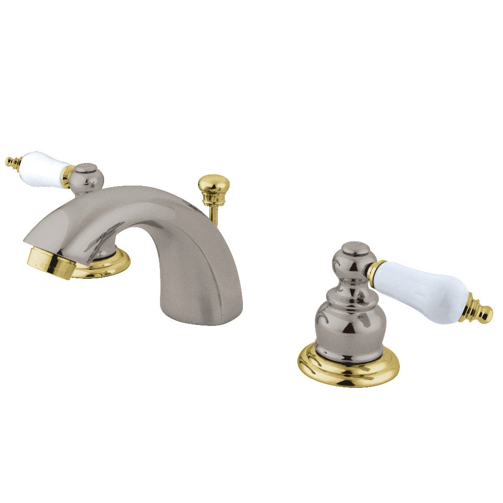 Victorian Mini-Widespread Bathroom Faucet in Brushed Nickel/Polished Brass