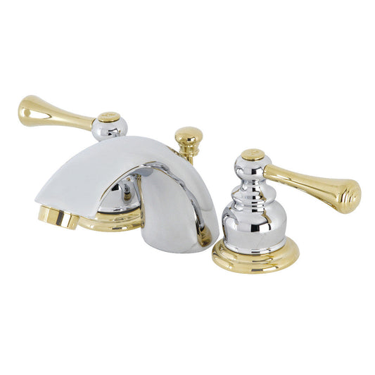 Vintage Mini-Widespread Bathroom Faucet in Polished Chrome/Polished Brass